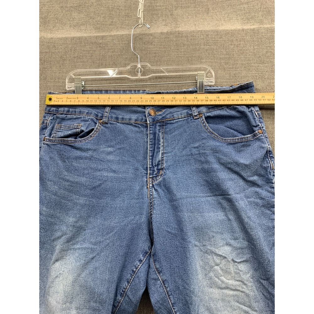 Simply Emma Capri Jeans Womens 20W Blue Denim Faded Cotton Stretch High Waisted - Picture 6 of 16